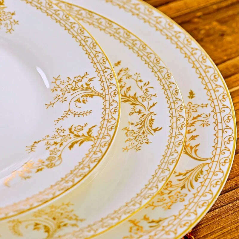 56PCS Dinnerware Set Dishes Bone China Combination Tableware Dishes Plates Ceramic Dinner Service Set - KIMLUD