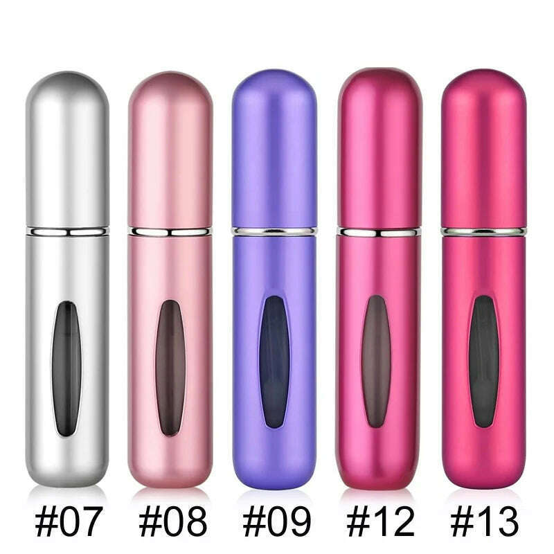 KIMLUD, 5ml Multi Color Aluminum Mini Perfume Bottle with Spray Pump Portable Empty Refillable Atomizer Bottle for Travel Essential, 104-7-8-10-12-13, KIMLUD APPAREL - Womens Clothes