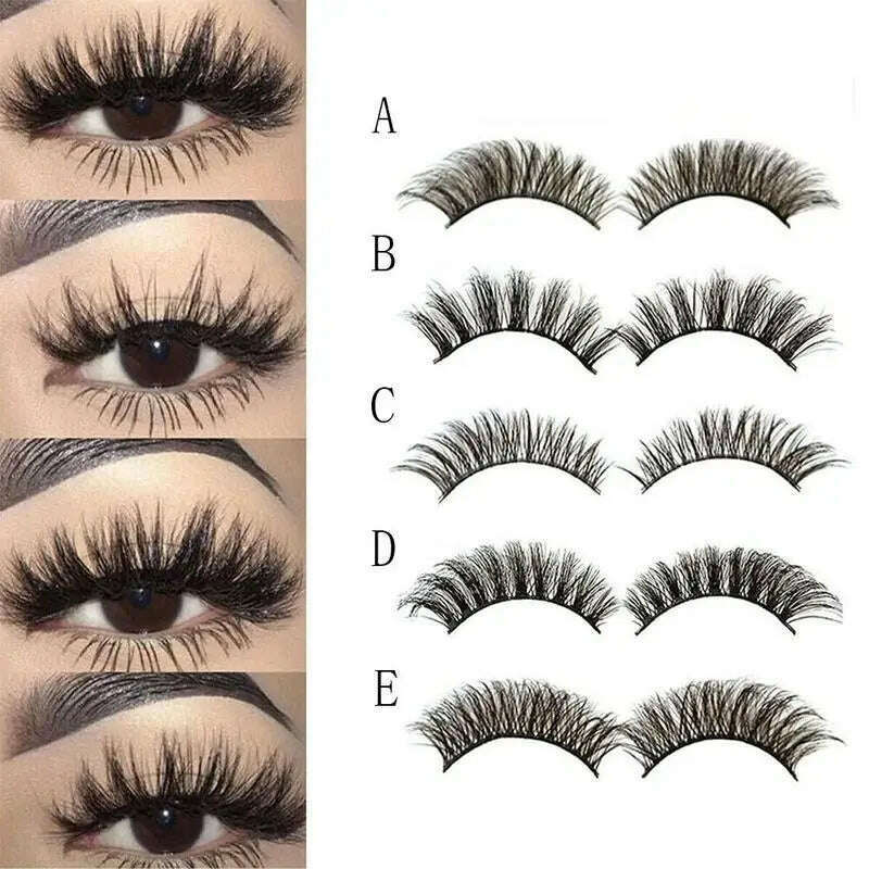 KIMLUD, 5Pair Mink Hair False Eyelashes Natural Cross False Eyelashes Long Messy Makeup Fake Eye Lashes Extension Make Up Beauty Tools, KIMLUD Womens Clothes