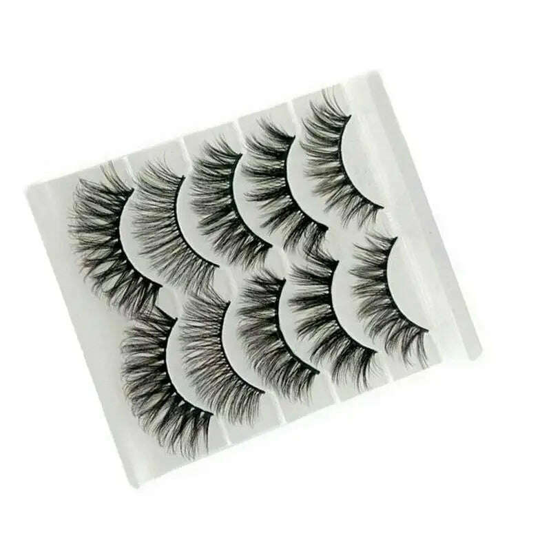 KIMLUD, 5Pair Mink Hair False Eyelashes Natural Cross False Eyelashes Long Messy Makeup Fake Eye Lashes Extension Make Up Beauty Tools, KIMLUD Womens Clothes