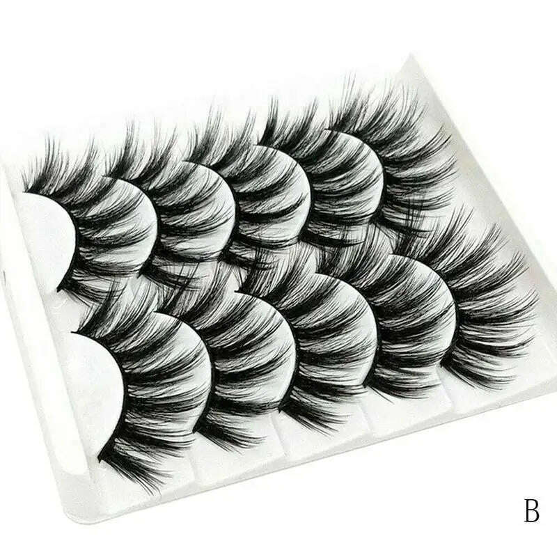 KIMLUD, 5Pair Mink Hair False Eyelashes Natural Cross False Eyelashes Long Messy Makeup Fake Eye Lashes Extension Make Up Beauty Tools, 2 / 0.07mm / 15mm, KIMLUD Womens Clothes