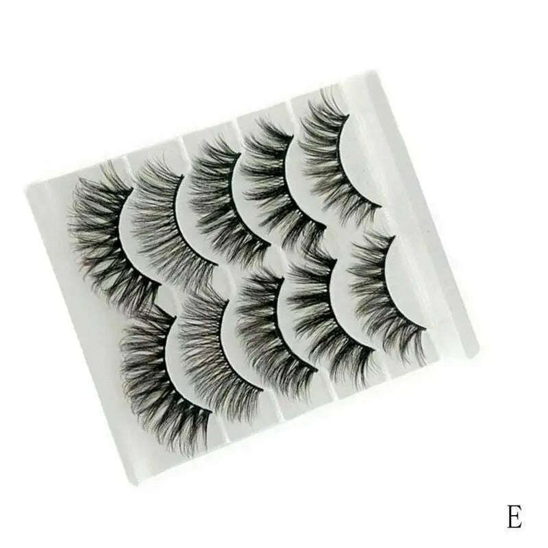 KIMLUD, 5Pair Mink Hair False Eyelashes Natural Cross False Eyelashes Long Messy Makeup Fake Eye Lashes Extension Make Up Beauty Tools, 5 / 0.07mm / 15mm, KIMLUD Womens Clothes