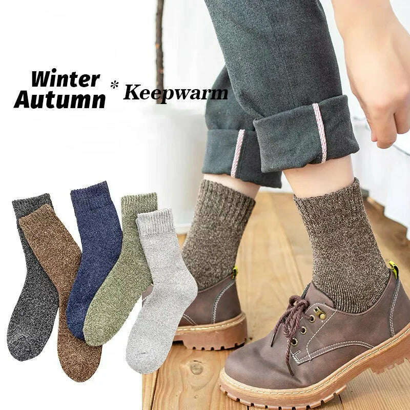 5Pairs Super Thick Winter Woolen Merino Socks for Men Towel Thermal Warm Sport Socks Cotton Male's Cold Snow Boot Terry Sock - KIMLUD