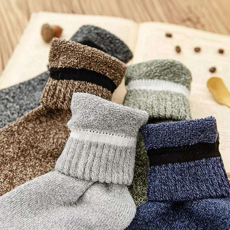 5Pairs Super Thick Winter Woolen Merino Socks for Men Towel Thermal Warm Sport Socks Cotton Male's Cold Snow Boot Terry Sock - KIMLUD