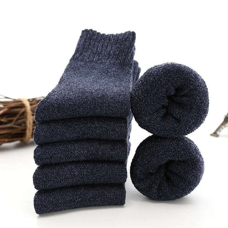 5Pairs Super Thick Winter Woolen Merino Socks for Men Towel Thermal Warm Sport Socks Cotton Male's Cold Snow Boot Terry Sock - KIMLUD