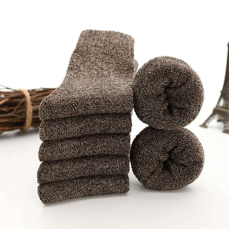 5Pairs Super Thick Winter Woolen Merino Socks for Men Towel Thermal Warm Sport Socks Cotton Male's Cold Snow Boot Terry Sock - KIMLUD