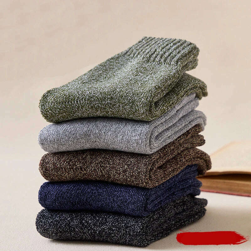 5Pairs Super Thick Winter Woolen Merino Socks for Men Towel Thermal Warm Sport Socks Cotton Male's Cold Snow Boot Terry Sock - KIMLUD