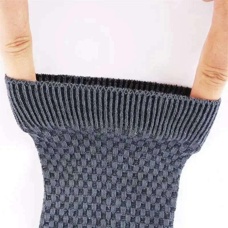 KIMLUD, 5Pairs/Lot Bamboo Fiber Men's Socks Classic Solid Color Business Stockings Summer Autumn Casual Men's Formal Socks Large EU38-45, KIMLUD Womens Clothes