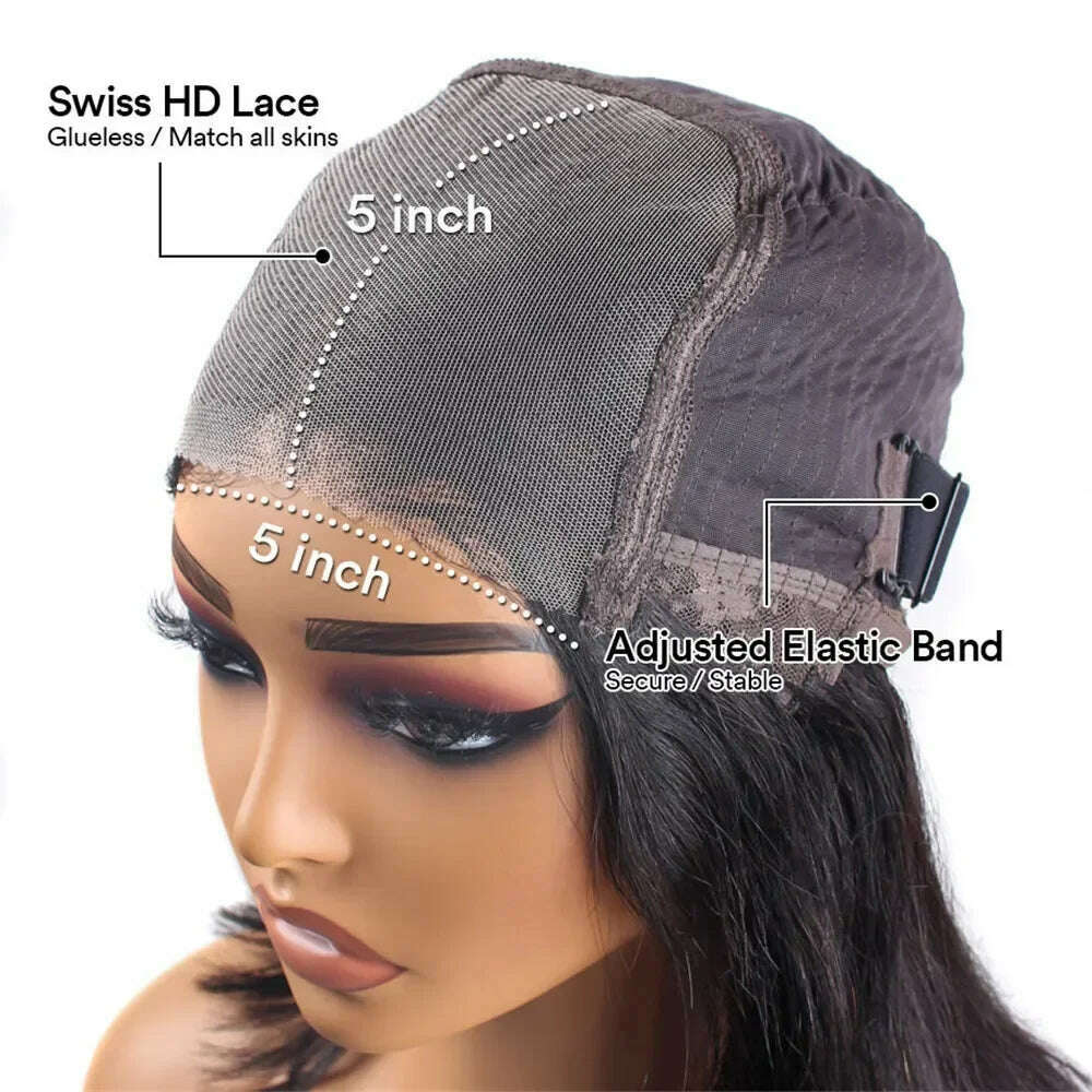 KIMLUD, 5x5 Closure HD Transparent Upgrade Pre cut Lace Glueless Straight Human Hair Wigs Prelucked Brazilian Long Hair Wigs 200 Density, KIMLUD Womens Clothes