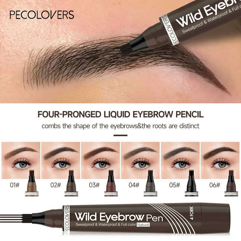 KIMLUD, 6 Colors Eyebrow Pen Waterproof Fork Tip Eyebrow Tattoo Pencil Long Lasting Professional Fine Sketch Liquid Eye Brow Pencil, KIMLUD Womens Clothes