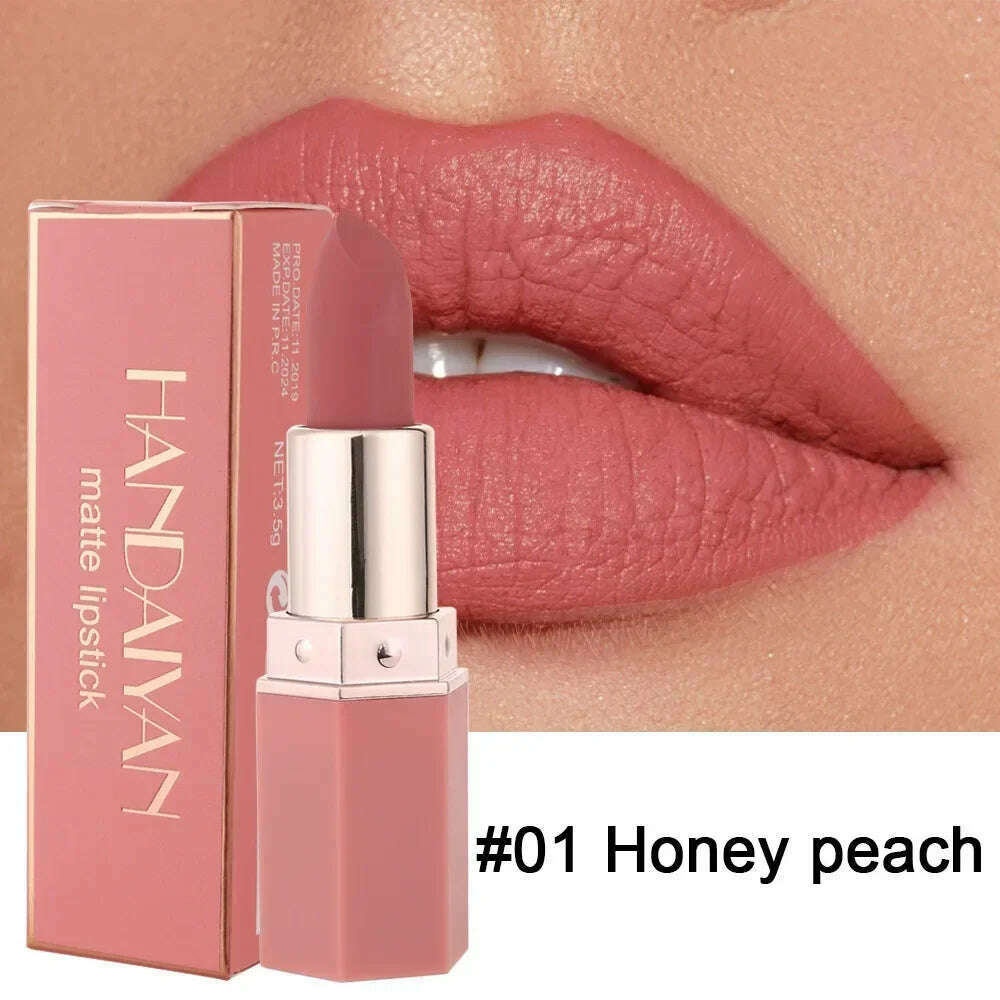 KIMLUD, 6 Colors Matte Lipstick Beauty Lip Gloss LippenstiftTinted Balm 24 Hours Waterproof Free Shipping Makeup, 01 / Full Size, KIMLUD Womens Clothes