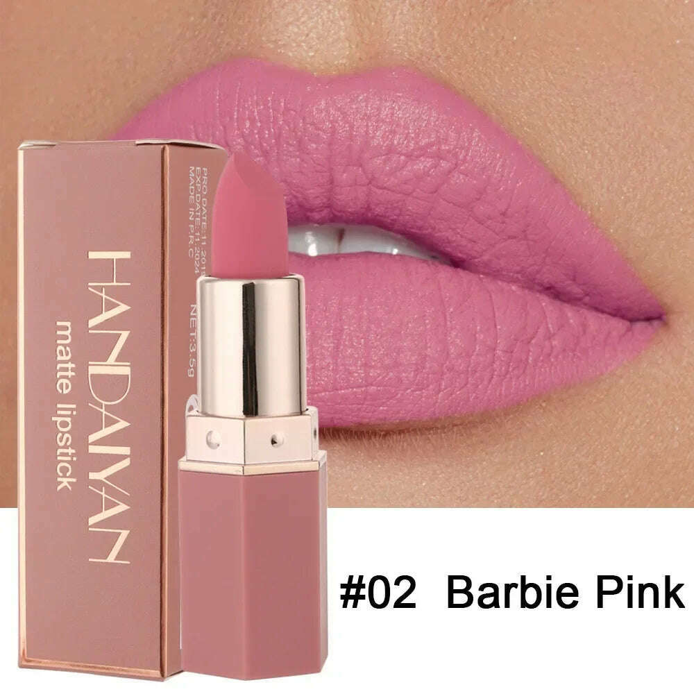 KIMLUD, 6 Colors Matte Lipstick Beauty Lip Gloss LippenstiftTinted Balm 24 Hours Waterproof Free Shipping Makeup, 02 / Full Size, KIMLUD Women's Clothes