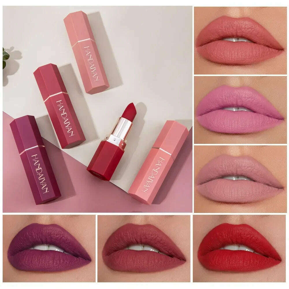 KIMLUD, 6 Colors Matte Lipstick Beauty Lip Gloss LippenstiftTinted Balm 24 Hours Waterproof Free Shipping Makeup, KIMLUD Womens Clothes