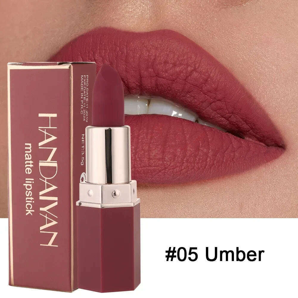 KIMLUD, 6 Colors Matte Lipstick Beauty Lip Gloss LippenstiftTinted Balm 24 Hours Waterproof Free Shipping Makeup, 05 / Full Size, KIMLUD Women's Clothes