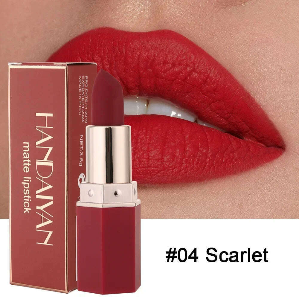 KIMLUD, 6 Colors Matte Lipstick Beauty Lip Gloss LippenstiftTinted Balm 24 Hours Waterproof Free Shipping Makeup, 04 / Full Size, KIMLUD Women's Clothes