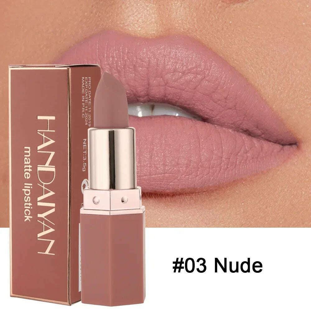 KIMLUD, 6 Colors Matte Lipstick Beauty Lip Gloss LippenstiftTinted Balm 24 Hours Waterproof Free Shipping Makeup, 03 / Full Size, KIMLUD Women's Clothes