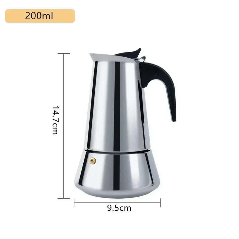 KIMLUD, 600ml Mocha Espresso Latte Stovetop Filter Stainless Steel Coffee Pot for Barista Moka Coffee Maker Coffee Maker Pot Coffee Pot, A 200ml / CHINA, KIMLUD APPAREL - Womens Clothes