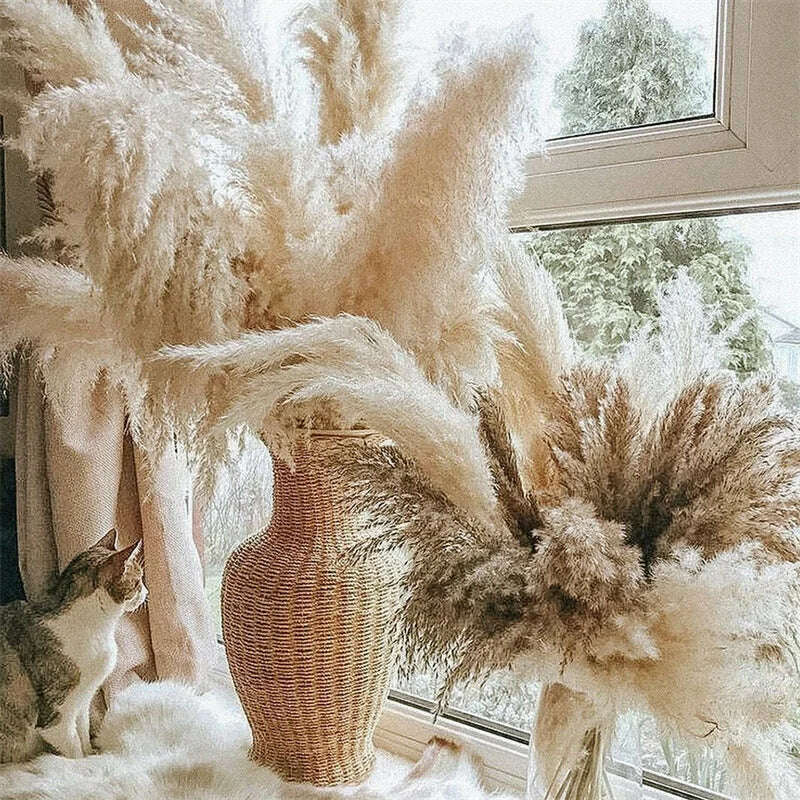 KIMLUD, 60cm Fluffy Tall Pampas Decor Large Natural Dried Pampas Grass Artificial Flowers,Boho Home Wedding Decor Room Table Decoration, KIMLUD Womens Clothes