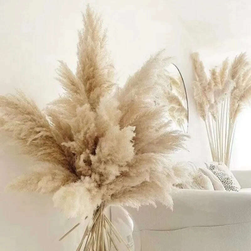 KIMLUD, 60cm Fluffy Tall Pampas Decor Large Natural Dried Pampas Grass Artificial Flowers,Boho Home Wedding Decor Room Table Decoration, KIMLUD Womens Clothes