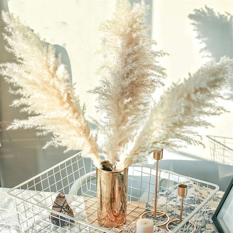 KIMLUD, 60cm Fluffy Tall Pampas Decor Large Natural Dried Pampas Grass Artificial Flowers,Boho Home Wedding Decor Room Table Decoration, KIMLUD Womens Clothes