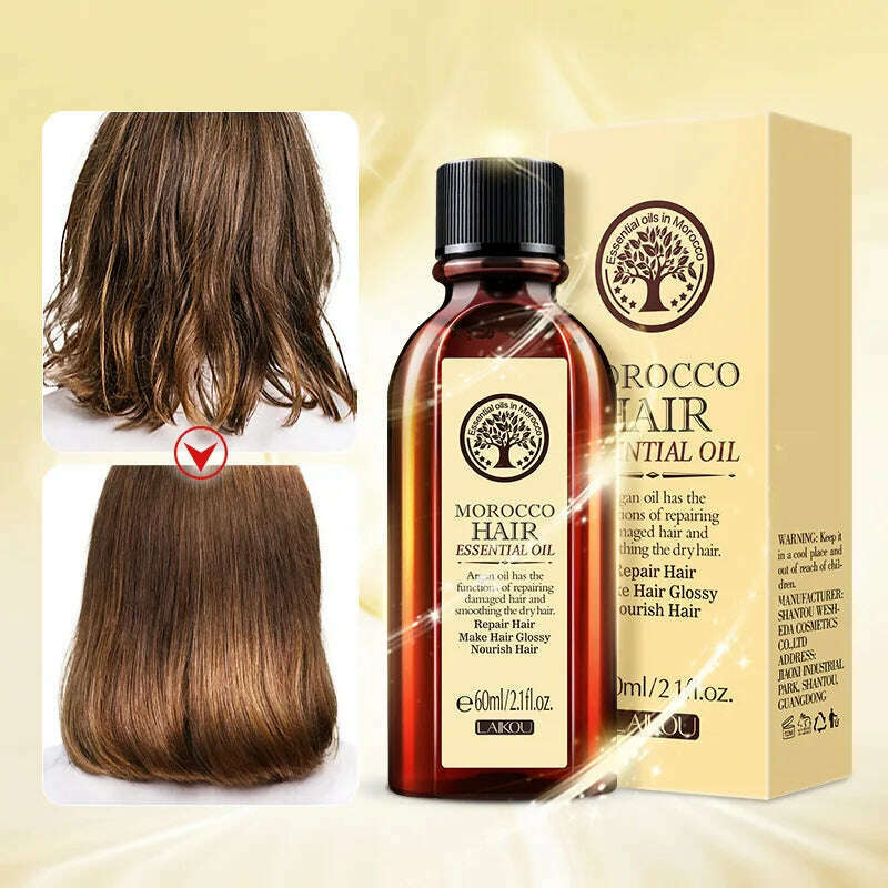 KIMLUD, 60ML Hair Care Moroccan Pure Argan Oil Hair Essential Oil for Dry Hair Types Multi-functional Hair Care Products for Woman, KIMLUD Womens Clothes