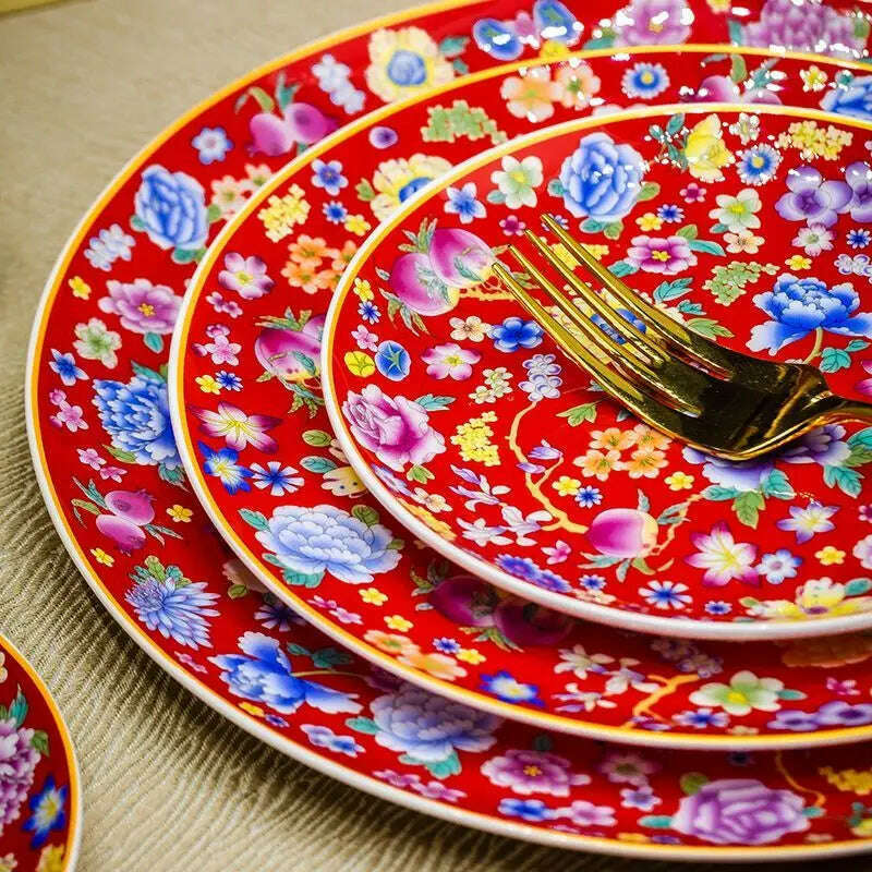 KIMLUD, 68 piece Chinese High-end Bone China Dinner Set Plates Set Luxury Tableware Sets Food Bowl Sushi Dishes Chopsticks Set Spoons, KIMLUD Womens Clothes