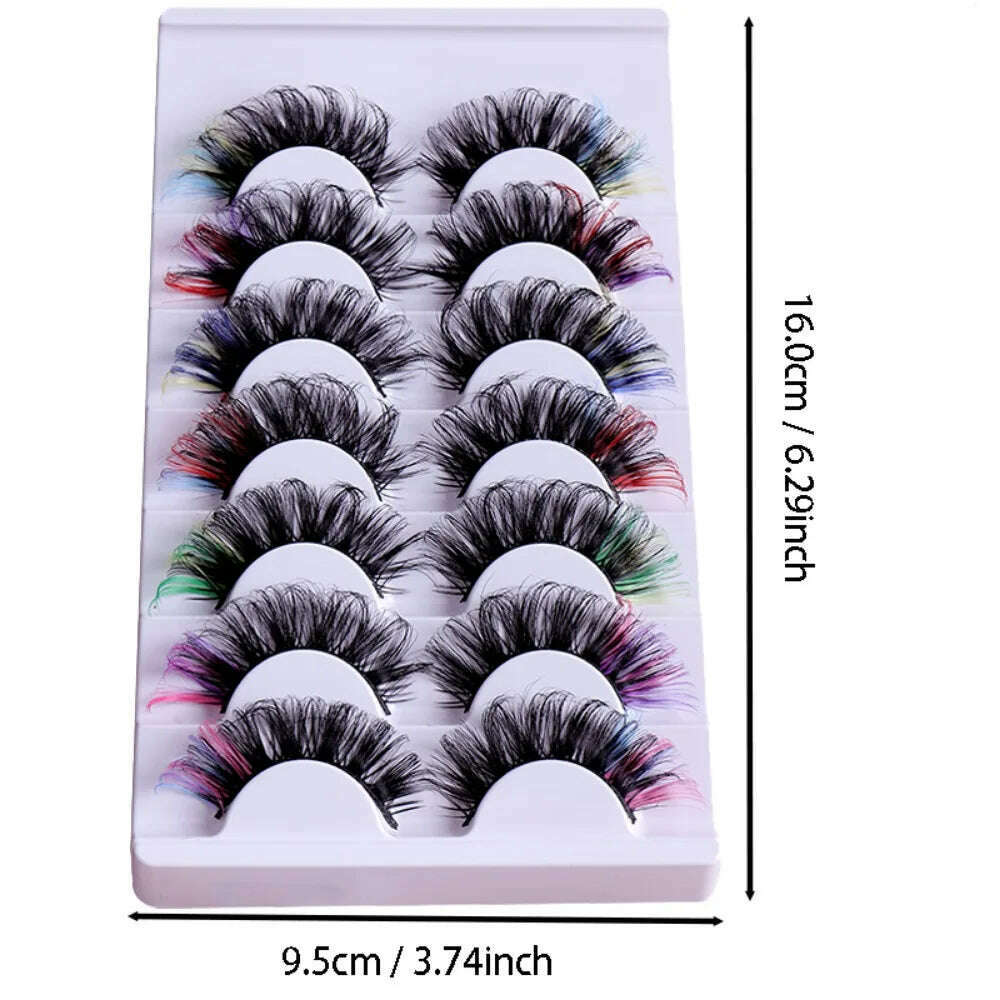 KIMLUD, 7 Pairs Colorful False Eyelashes D Curl Natural Fluffy Colored Makeup Faux Eyelash Lashes extensions Russian Volumes, KIMLUD Womens Clothes