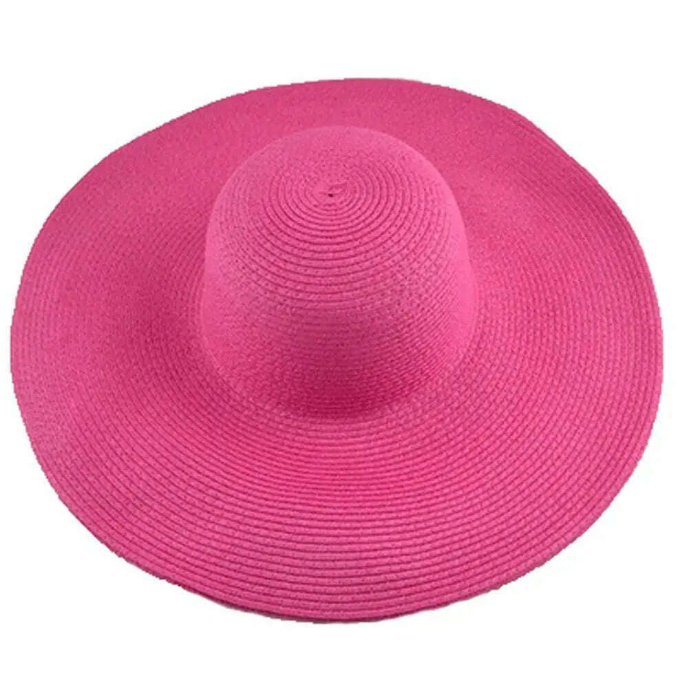 70cm Oversized Foldable Straw Hat Women Hat Super Big Wide Brim Sun Protection Summer Beach Hats Travel Vocation Ladies Cap - KIMLUD