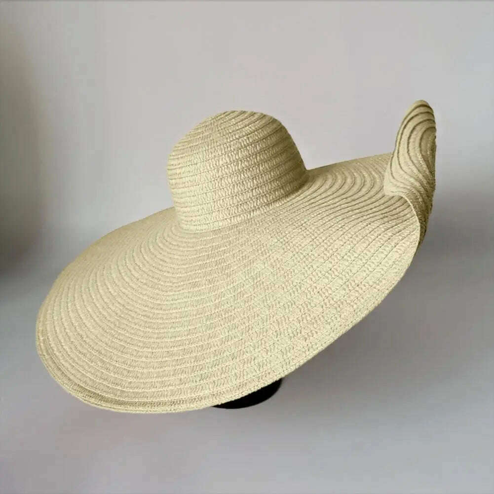 70cm Oversized Foldable Straw Hat Women Hat Super Big Wide Brim Sun Protection Summer Beach Hats Travel Vocation Ladies Cap - KIMLUD