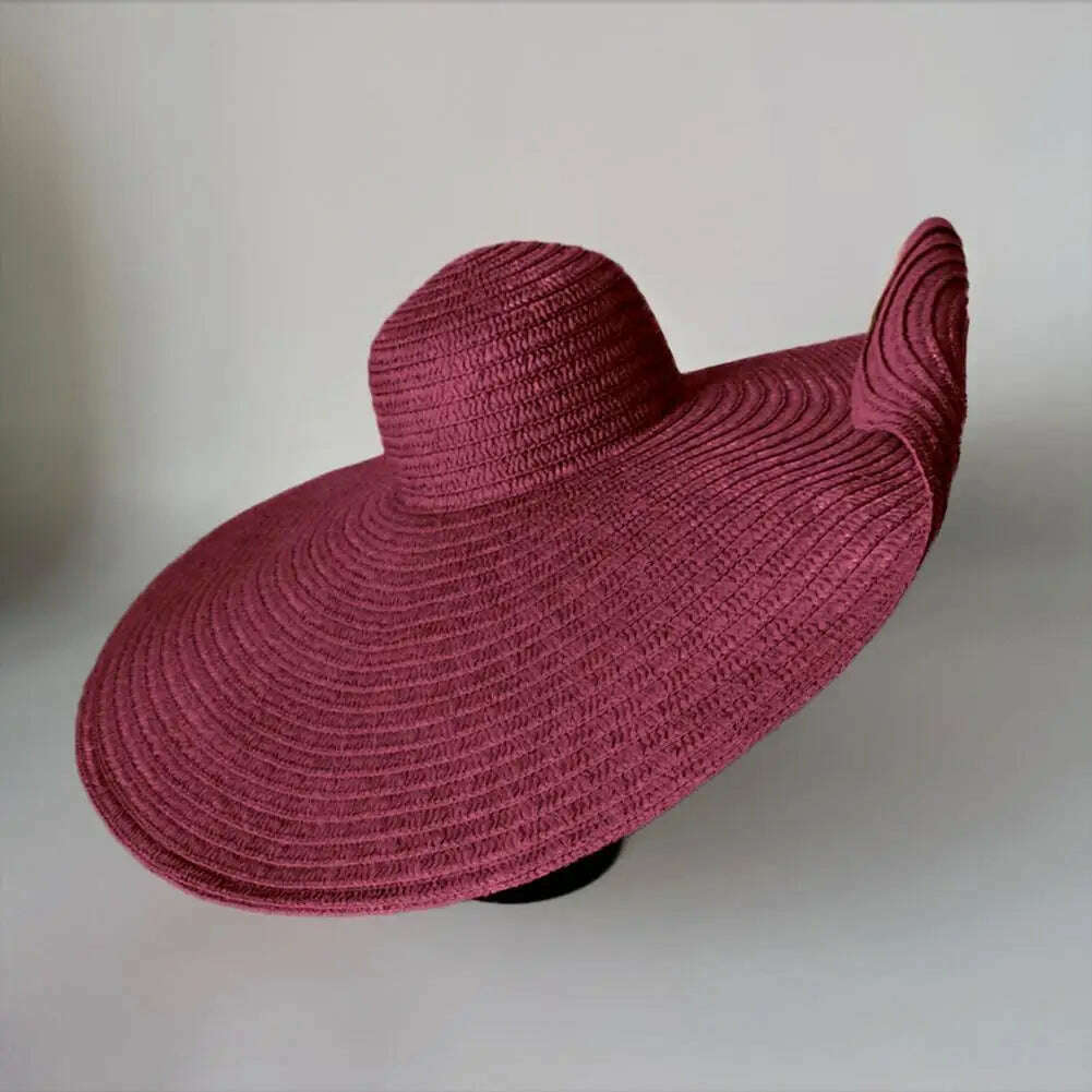 70cm Oversized Foldable Straw Hat Women Hat Super Big Wide Brim Sun Protection Summer Beach Hats Travel Vocation Ladies Cap - KIMLUD