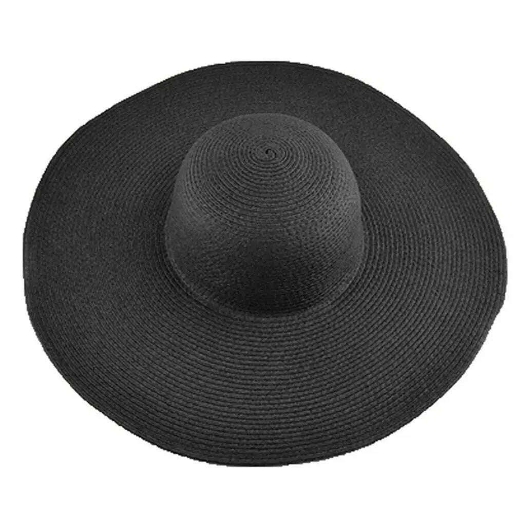70cm Oversized Foldable Straw Hat Women Hat Super Big Wide Brim Sun Protection Summer Beach Hats Travel Vocation Ladies Cap - KIMLUD