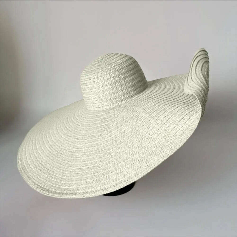 KIMLUD, 70cm Oversized Foldable Straw Hat Women Hat Super Big Wide Brim Sun Protection Summer Beach Hats Travel Vocation Ladies Cap, KIMLUD Womens Clothes