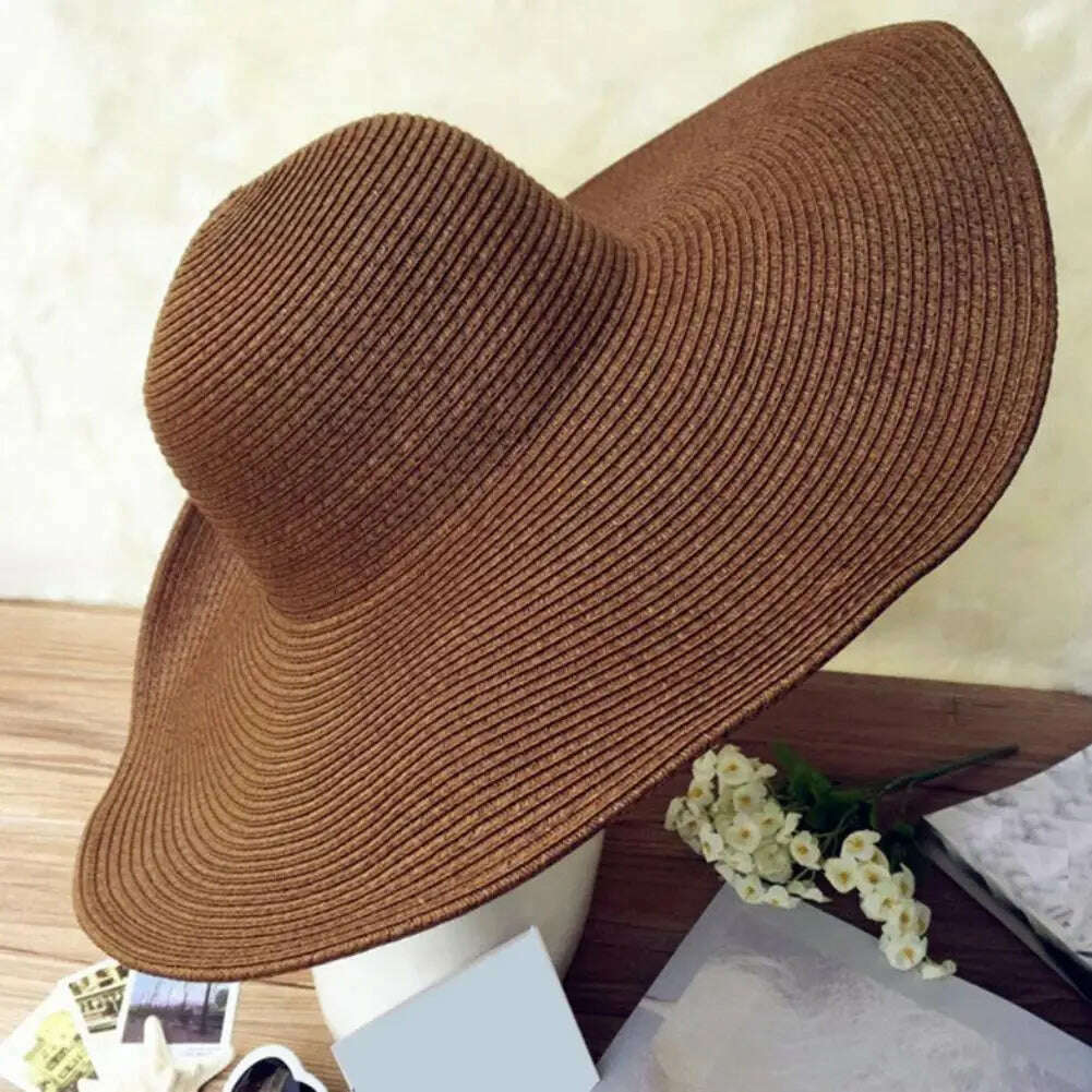 KIMLUD, 70cm Oversized Foldable Straw Hat Women Hat Super Big Wide Brim Sun Protection Summer Beach Hats Travel Vocation Ladies Cap, KIMLUD Womens Clothes