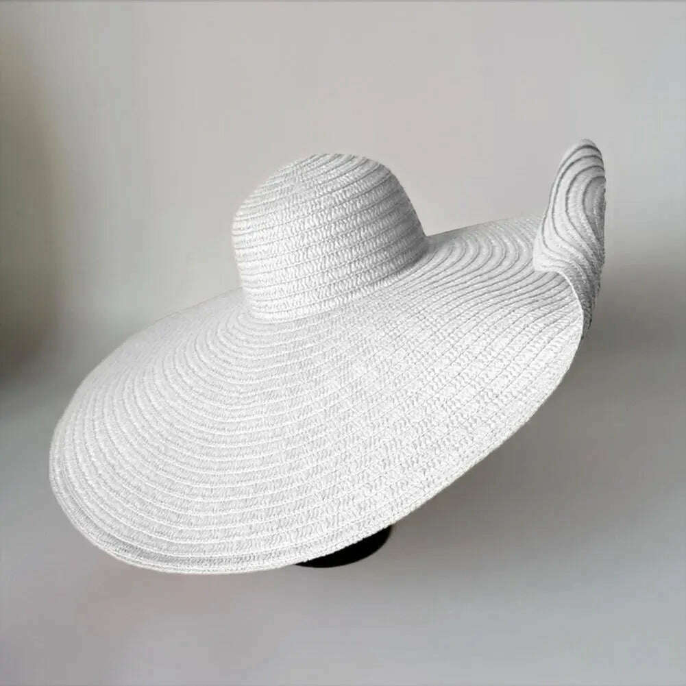 70cm Oversized Foldable Straw Hat Women Hat Super Big Wide Brim Sun Protection Summer Beach Hats Travel Vocation Ladies Cap - KIMLUD