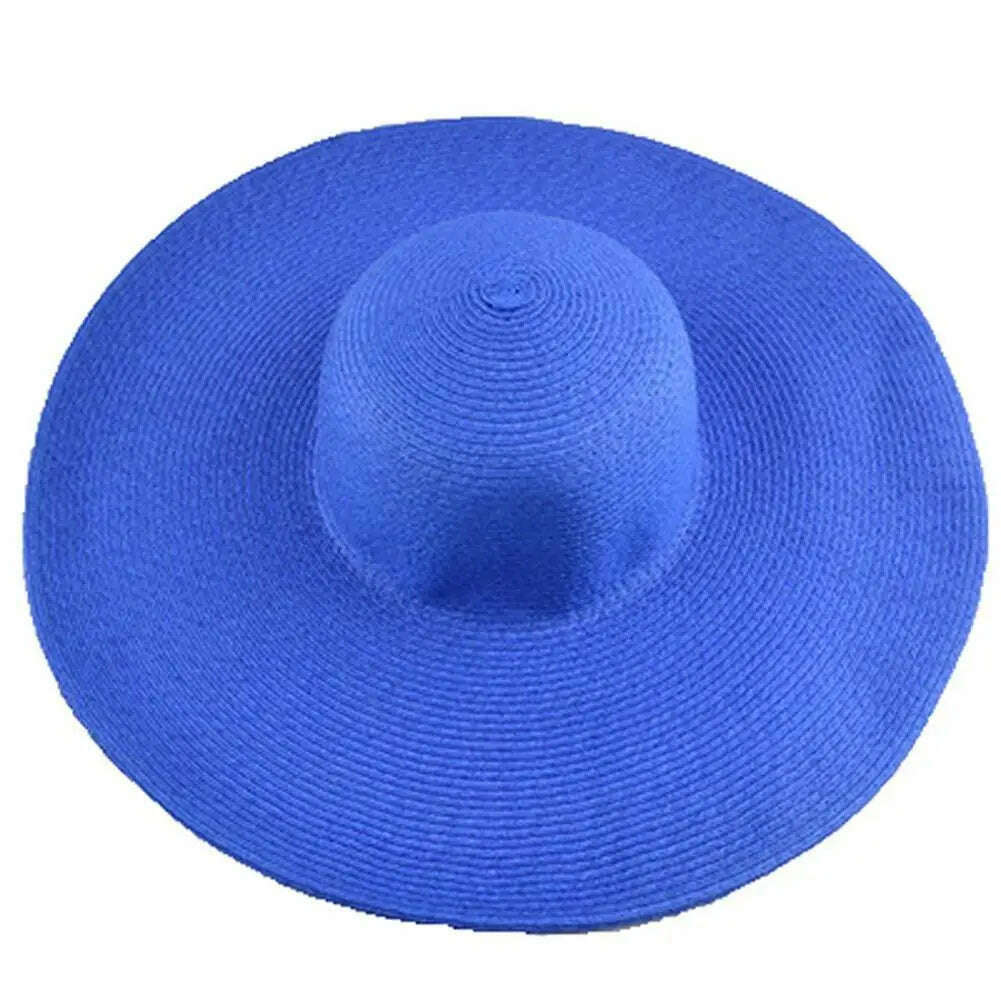 70cm Oversized Foldable Straw Hat Women Hat Super Big Wide Brim Sun Protection Summer Beach Hats Travel Vocation Ladies Cap - KIMLUD