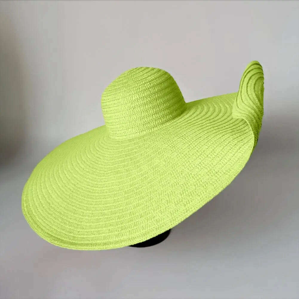 70cm Oversized Foldable Straw Hat Women Hat Super Big Wide Brim Sun Protection Summer Beach Hats Travel Vocation Ladies Cap - KIMLUD