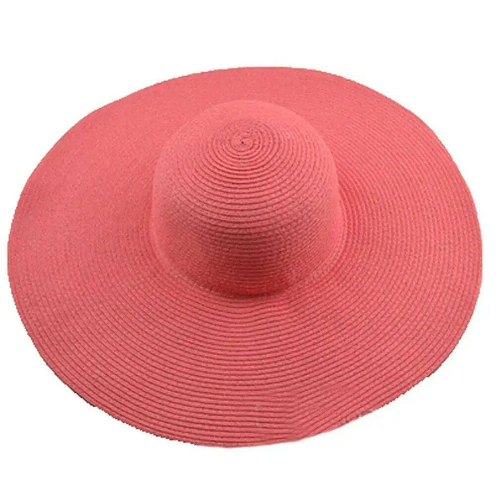 70cm Oversized Foldable Straw Hat Women Hat Super Big Wide Brim Sun Protection Summer Beach Hats Travel Vocation Ladies Cap - KIMLUD