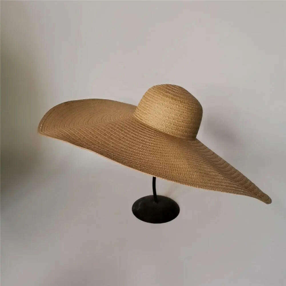 KIMLUD, 70cm Oversized Foldable Straw Hat Women Hat Super Big Wide Brim Sun Protection Summer Beach Hats Travel Vocation Ladies Cap, KIMLUD Womens Clothes