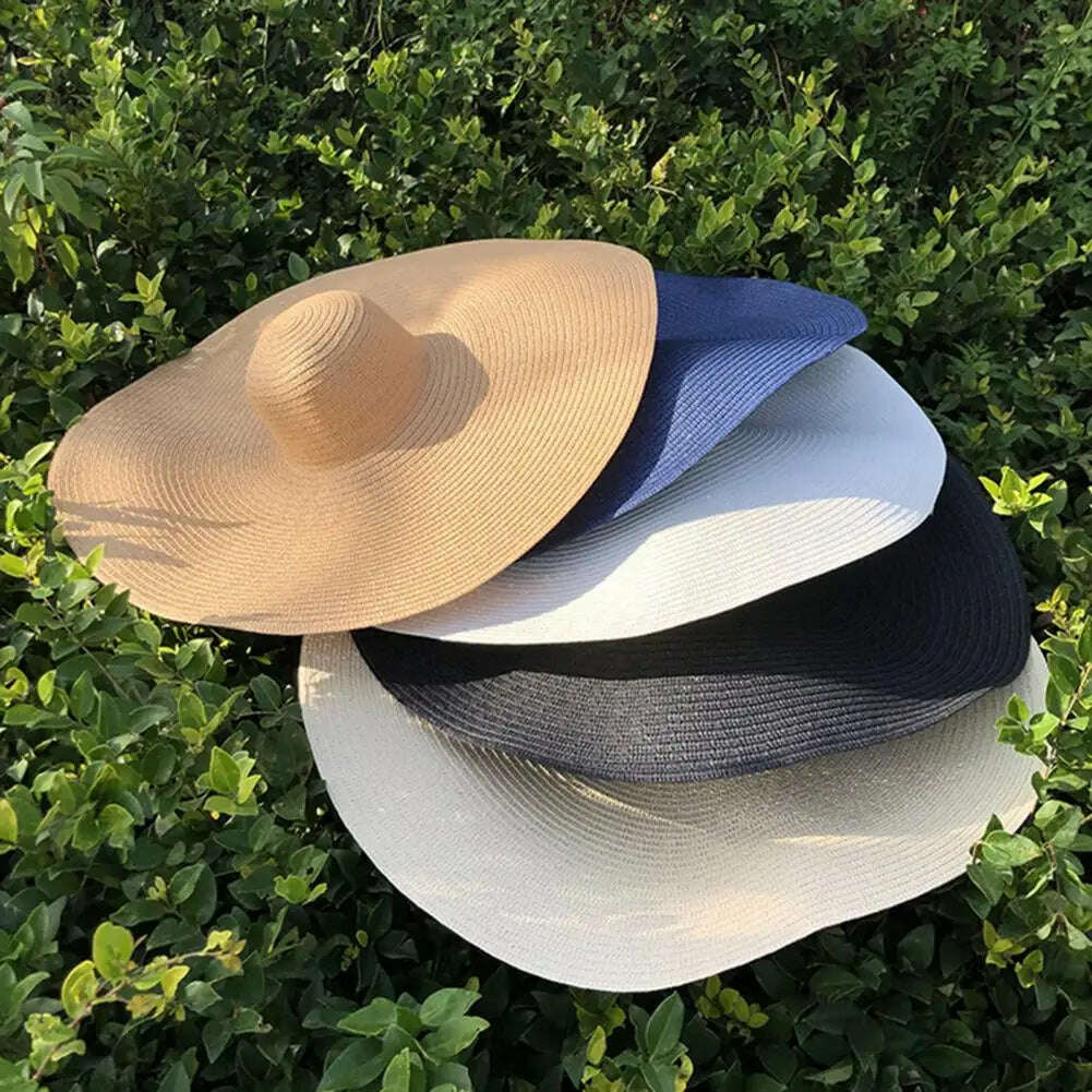 70cm Oversized Foldable Straw Hat Women Hat Super Big Wide Brim Sun Protection Summer Beach Hats Travel Vocation Ladies Cap - KIMLUD