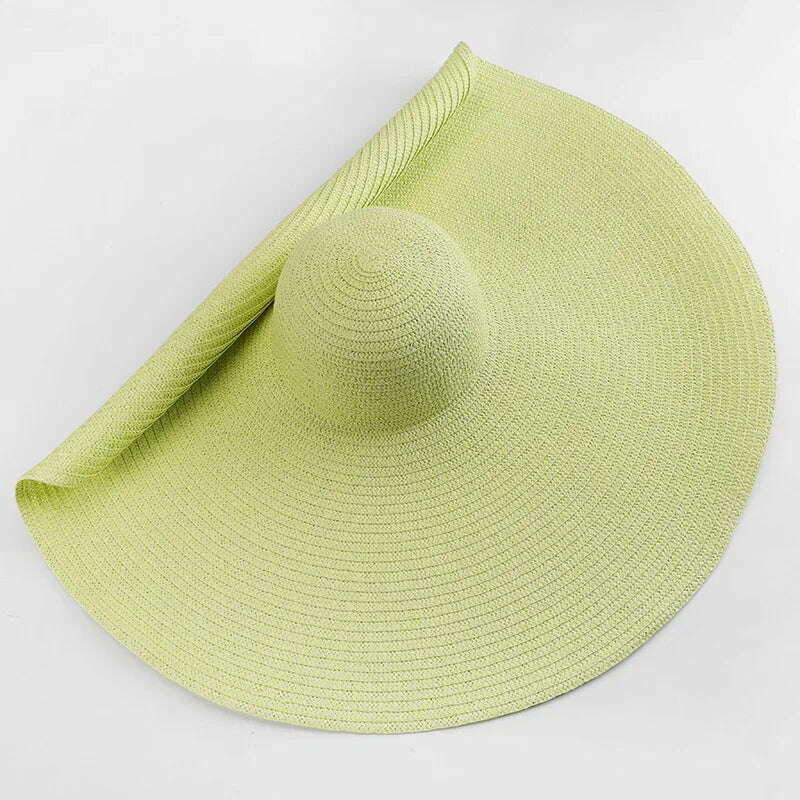KIMLUD, 70cm Oversized  Wide Brim Sun Hat Travel  Large UV Protection Beach Straw Hats Women's Summer Floppy Foldable Chapeaux Wholesale, Figure color / 54-57cm, KIMLUD Womens Clothes