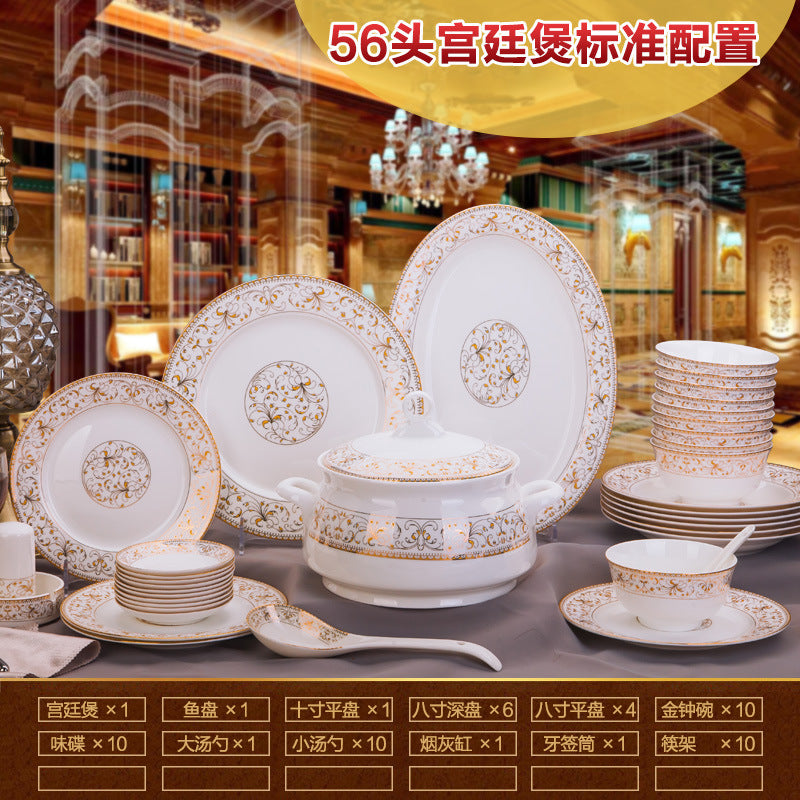 Porcelain Dinner Set Bone China Tableware Ceramic Dish Ensemble Dinnerware Collection Elegant Diner Service Kit
