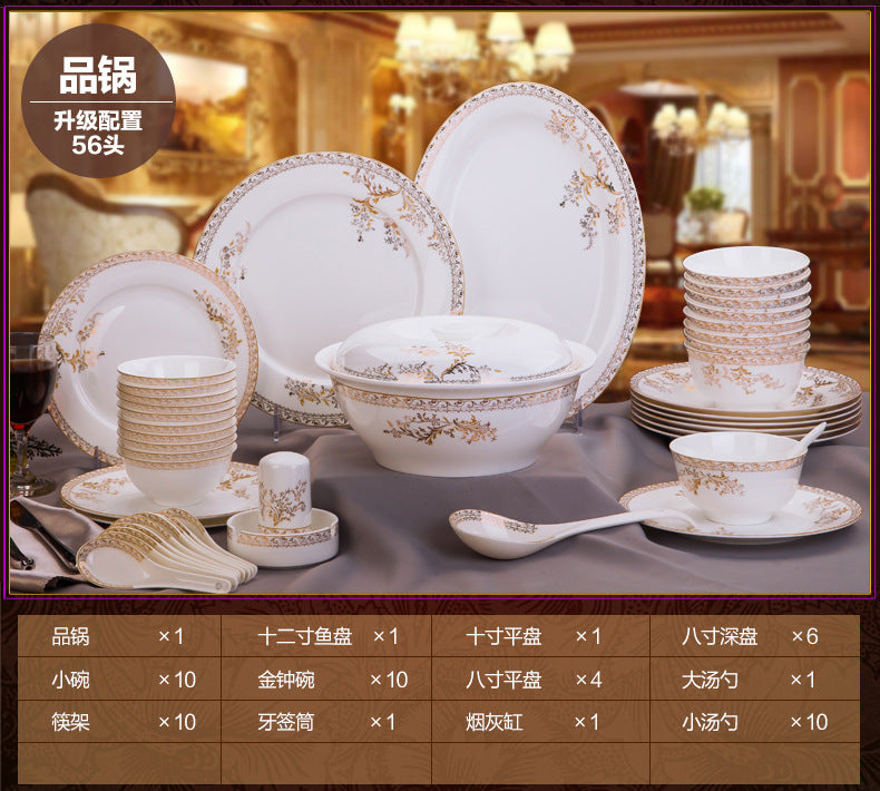 Porcelain Dinner Set Bone China Tableware Ceramic Dish Ensemble Dinnerware Collection Elegant Diner Service Kit