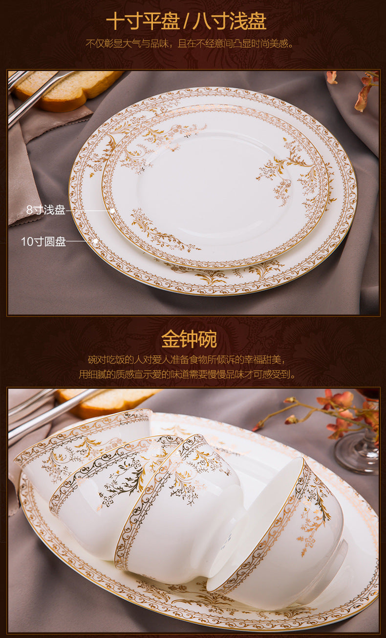 Porcelain Dinner Set Bone China Tableware Ceramic Dish Ensemble Dinnerware Collection Elegant Diner Service Kit