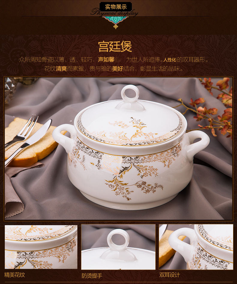 Porcelain Dinner Set Bone China Tableware Ceramic Dish Ensemble Dinnerware Collection Elegant Diner Service Kit
