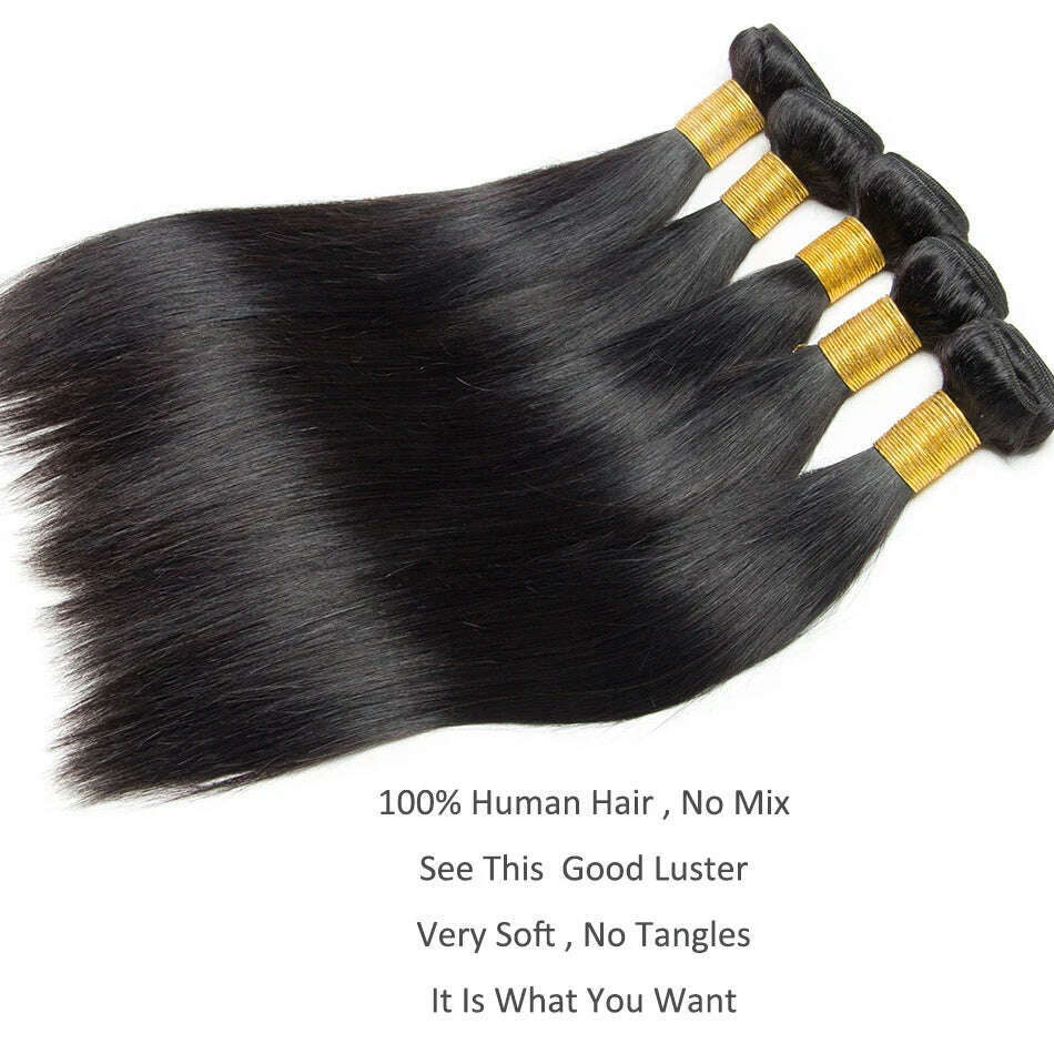 KIMLUD, 8-32 Inch Bone Straight Human Hair Weave Bundles 12 A Brazilian Natural Color 100% Remy Human Hair Extension 1 3 4 Bundles Weft, KIMLUD Womens Clothes