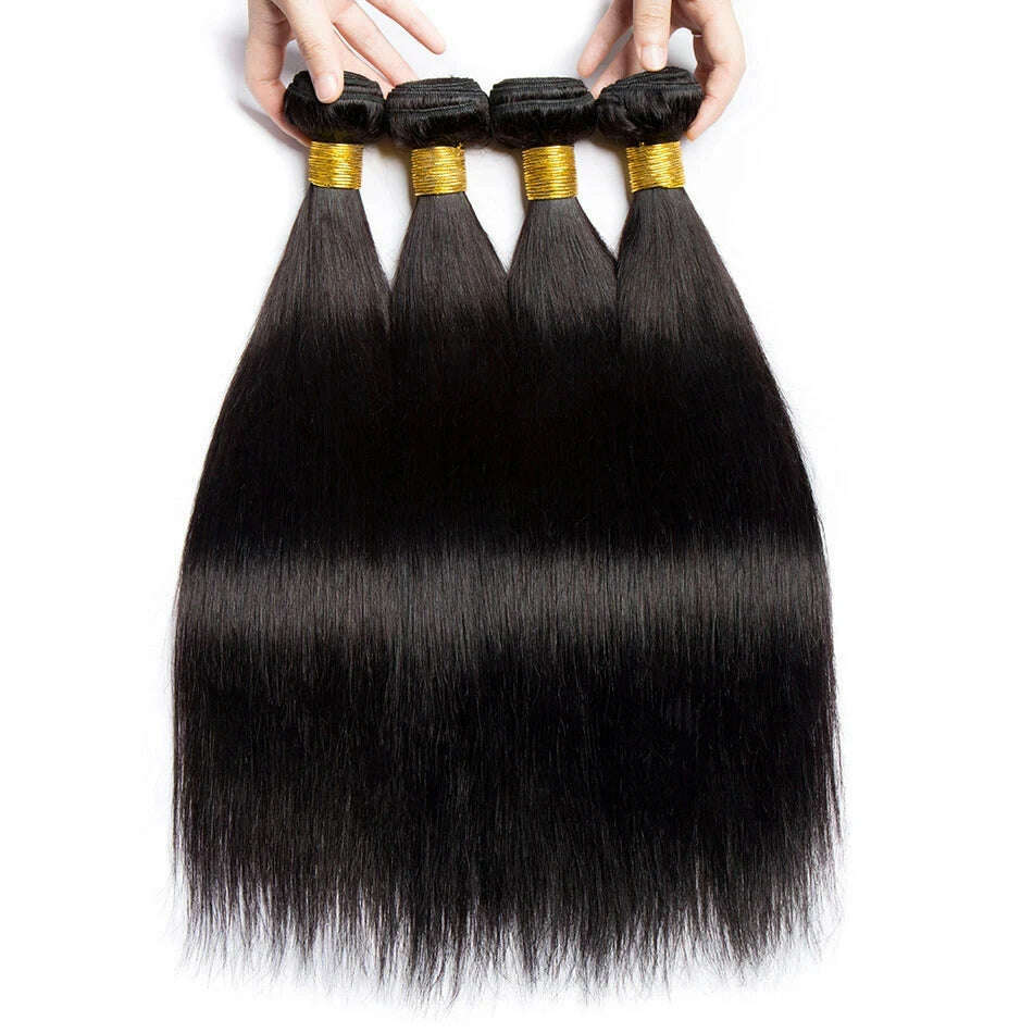 KIMLUD, 8-32 Inch Bone Straight Human Hair Weave Bundles 12 A Brazilian Natural Color 100% Remy Human Hair Extension 1 3 4 Bundles Weft, KIMLUD Womens Clothes