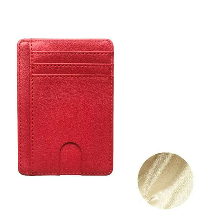 KIMLUD, 8 Slot Slim RFID Blocking Leather Wallet Credit ID Card Holder Purse Money Case Cover Anti Theft for Men Women Men Fashion Bags, Red, KIMLUD Womens Clothes