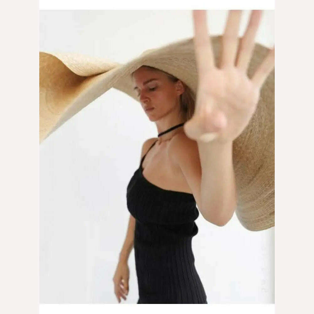 KIMLUD, 80cm Super large Brim Straw Sun Hats Women Summer Tourism Hat For Women For Travel Ladies Beach shading Sunscreen Overside Gorra, KIMLUD Womens Clothes