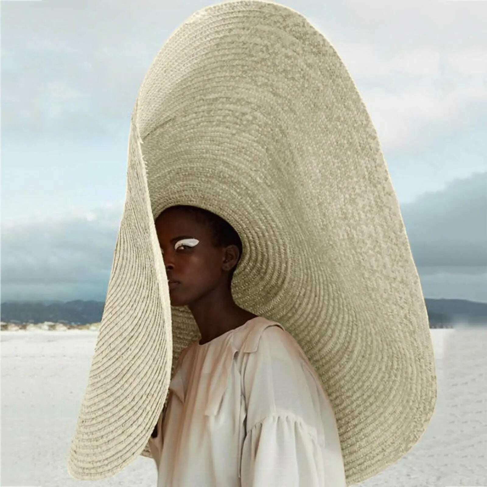 KIMLUD, 80cm Super large Brim Straw Sun Hats Women Summer Tourism Hat For Women For Travel Ladies Beach shading Sunscreen Overside Gorra, WHITE / 80cm, KIMLUD Womens Clothes