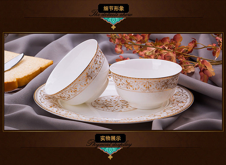 Porcelain Dinner Set Bone China Tableware Ceramic Dish Ensemble Dinnerware Collection Elegant Diner Service Kit